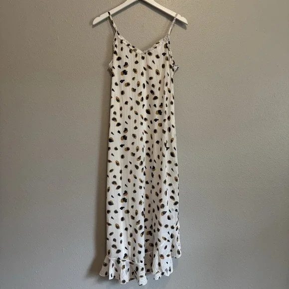 Generation K Leopard Ruffle Maxi Dress W/ Tie Belt Boho Whimsigoth Coastal M - Picture 4 of 12